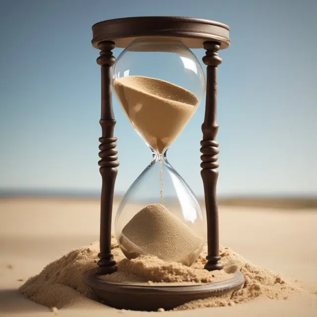 An hourglass filled with shifting assets, symbolizing asset erosion and time decay