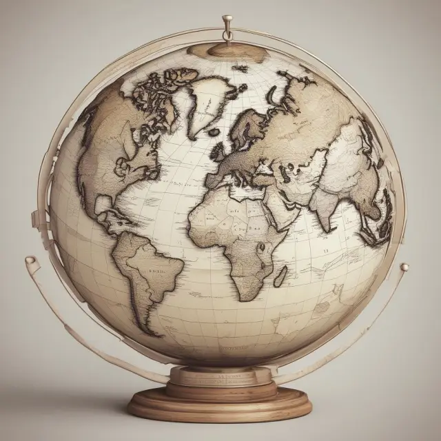 A world map with continents