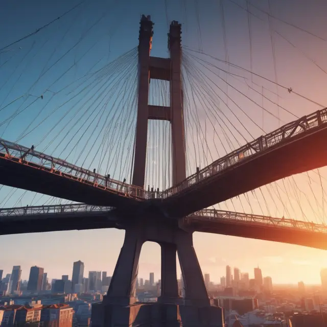 An image of two hands exchanging assets over a sturdy bridge symbolizing an escrow agreement, ensuring secure and reliable transactions