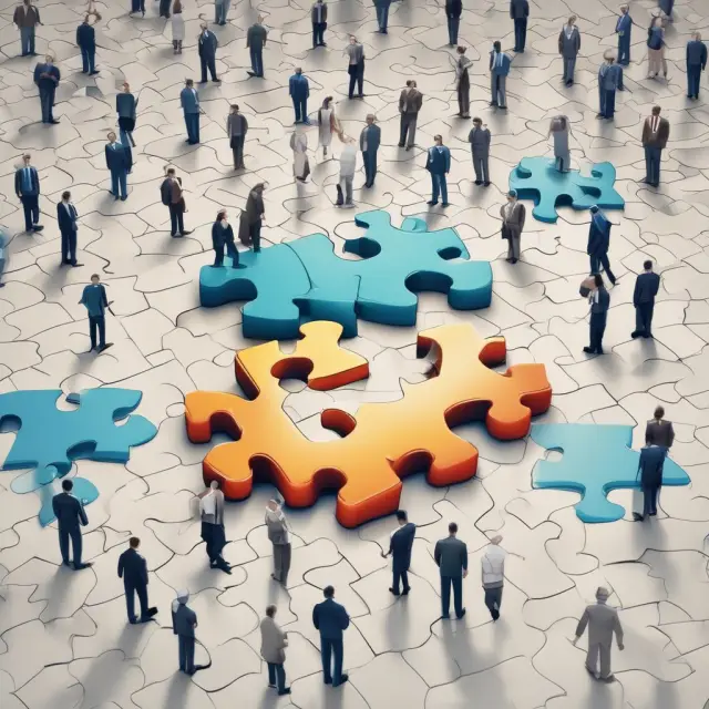 Puzzle pieces representing Employee Stock Options coming together to form a thriving and successful company
