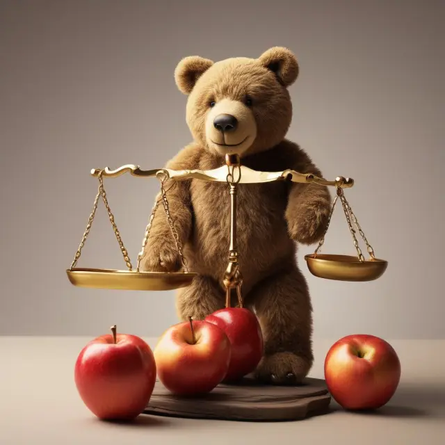 A bear representing ESOP grapples with a heavy tax burden while considering a golden apple symbolizing financial necessity