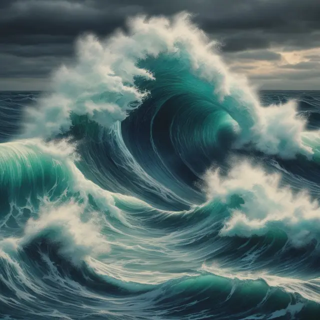Stormy sea waves crashing against a jigsaw puzzle of mortgage-backed and auction rate securities, illustrating the challenging market conditions post-2008 financial crisis
