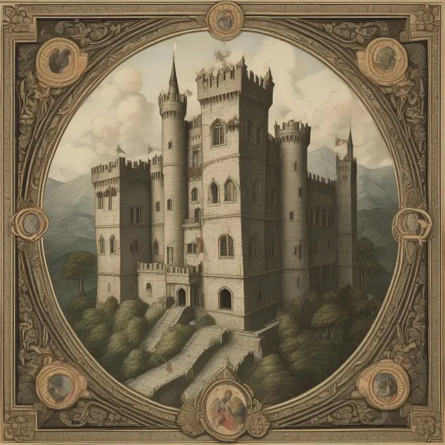 An ancient castle with interconnected keeps symbolizing the preservation and transfer of wealth and power across generations
