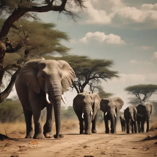 An elephant herd crossing borders representing estate taxes imposed by various states and their threshold amounts