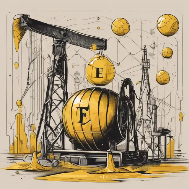 Oil well representing EUR with price graphs, drilling rig, technological advancement, and geological conditions