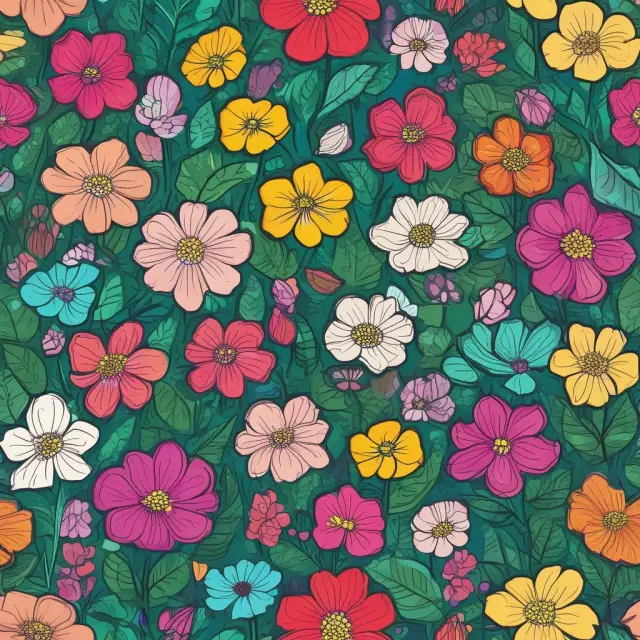 A beautiful garden filled with six colorful flowers representing popular ETFs (SPY, XLK, AGG, GLD, IYR, DSI) for various asset classes and investment styles.