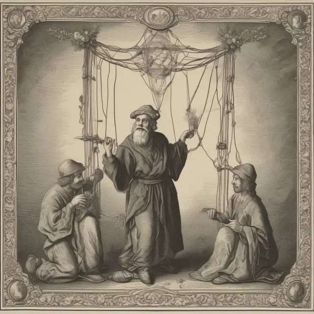 An issuer weaves a large tapestry representing Exchange-Traded Notes (ETNs), interconnecting threads for various indices, illustrating their creation and trading