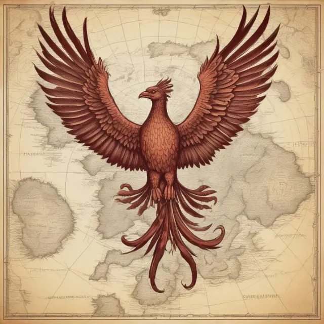 Image of a mythical Phoenix rising from a European map, representing the creation and transformation of the euro currency