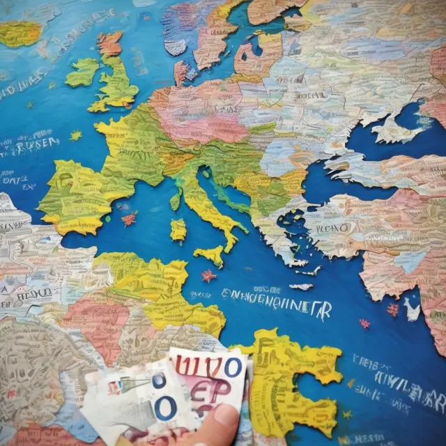 Countries coming together as one river, representing their adoption of the euro and economic unity within the EU