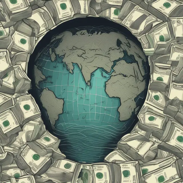 A metaphorical image of diverse currencies flowing together in an intricate, global exchange system, reflecting the Eurocurrency Market