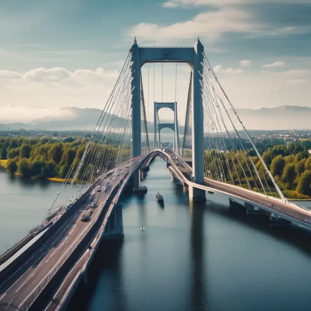 A sturdy bridge joining Europe and America, with investors and issuers exchanging eurobonds on either side