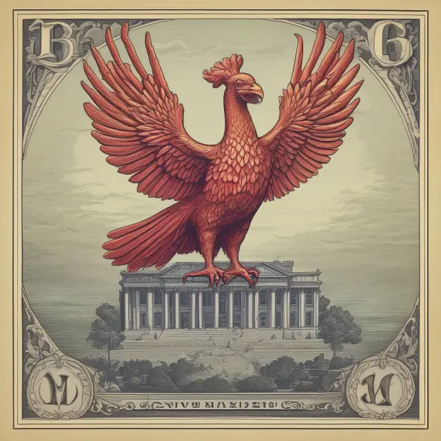 The ECB symbolically depicted as a phoenix, ensuring price stability in the Eurozone through its monetary policy and banking supervision role