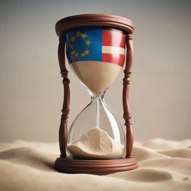 An hourglass filled with sand representing the time until a European option