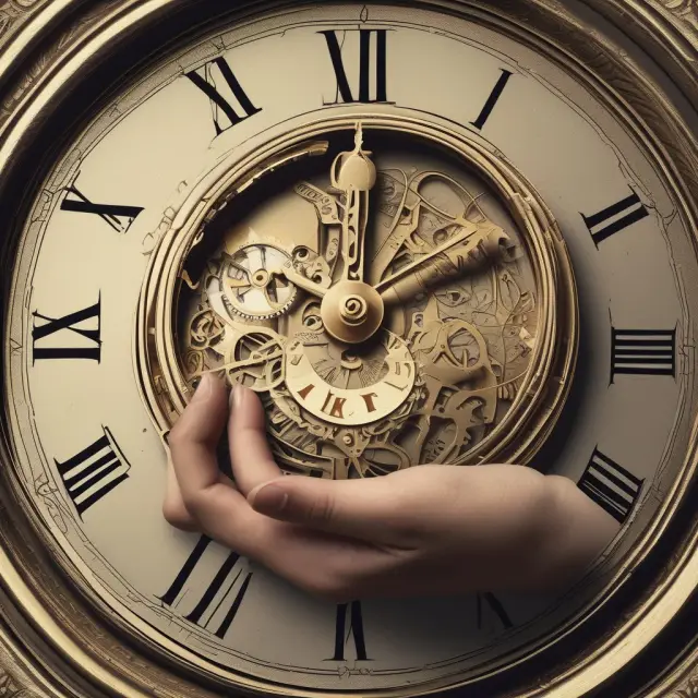 Golden hand holding a clock with gold ticking hands represents European put options