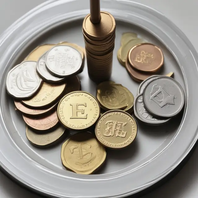 A balanced scale with a Danish krone and various Euro coins, illustrating the monetary independence of Denmark within the European Union