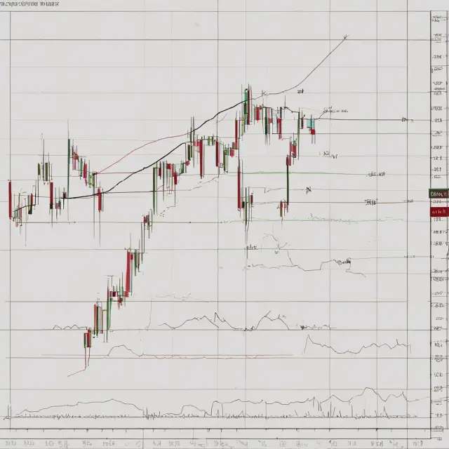 An evening star pattern unfolds on a financial chart - a large bullish white candle followed by indecisive doji, concluding with a bearish red candle symbolizing potential market reversals