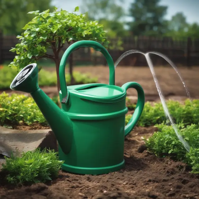 A revolving garden hose fills a watering can, representing the continuous access to funds from a credit card as an evergreen loan