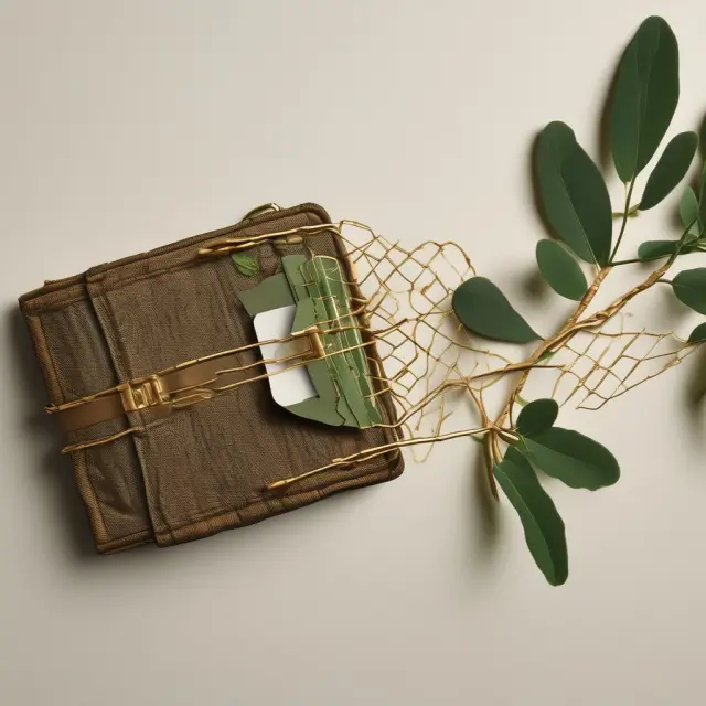 Golden safety net offering financial protection with an olive branch and wallet, representing overdraft lines of credit
