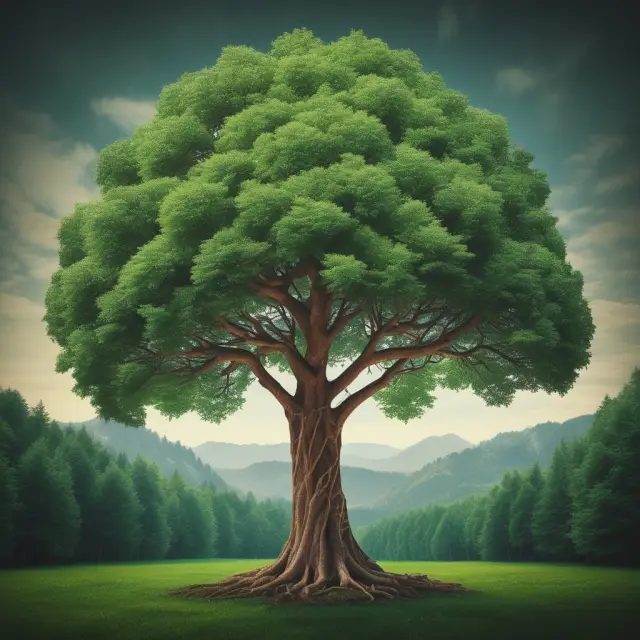 Institutional investor growing and nurturing an evergreen tree laden with contracts, symbolizing continuous investment growth and financial stability