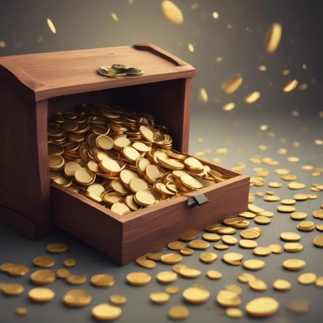 A golden stream of coins representing excess cash flows flowing from a company