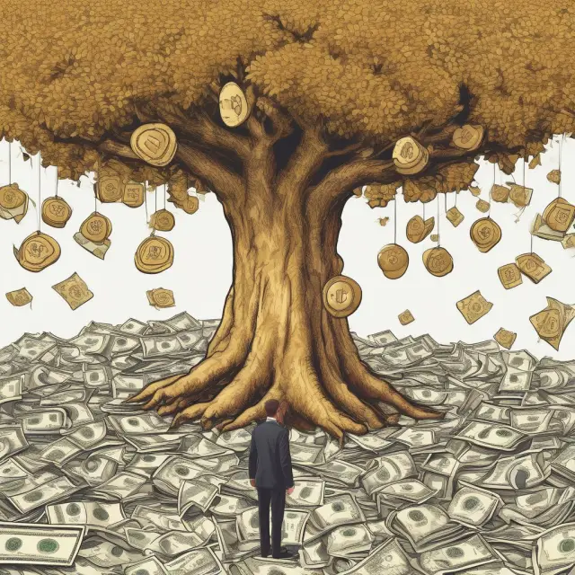 Golden key representing excess cash flow fulfilling loan covenants, while a flourishing tree symbolizes Free Cash Flow investing in growth opportunities