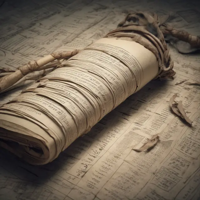 An ancient calculator scroll unfurls to reveal excess cash flow calculations based on net income and capital expenditures.