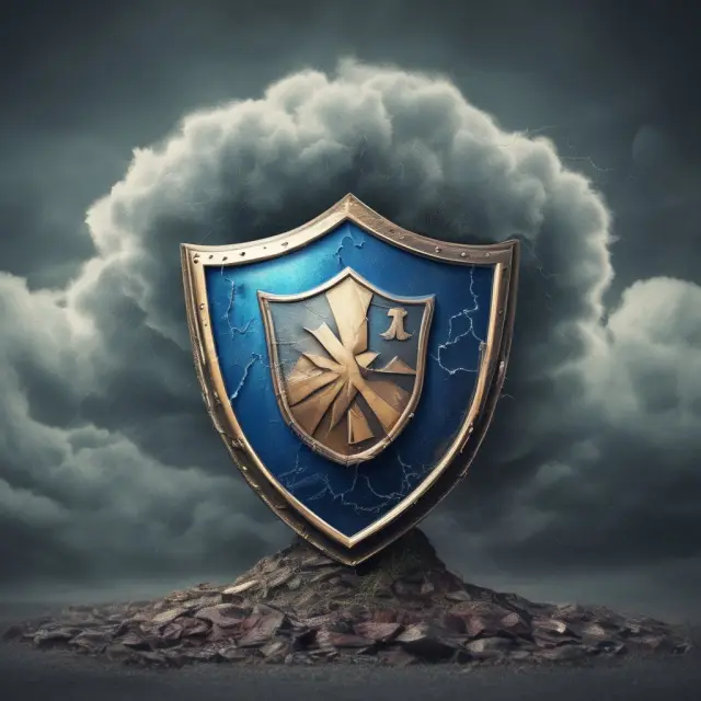 Reinsurer holding a shield to protect an insurer from a stormy sea of insurance claims, illustrating the benefits of excess of loss reinsurance