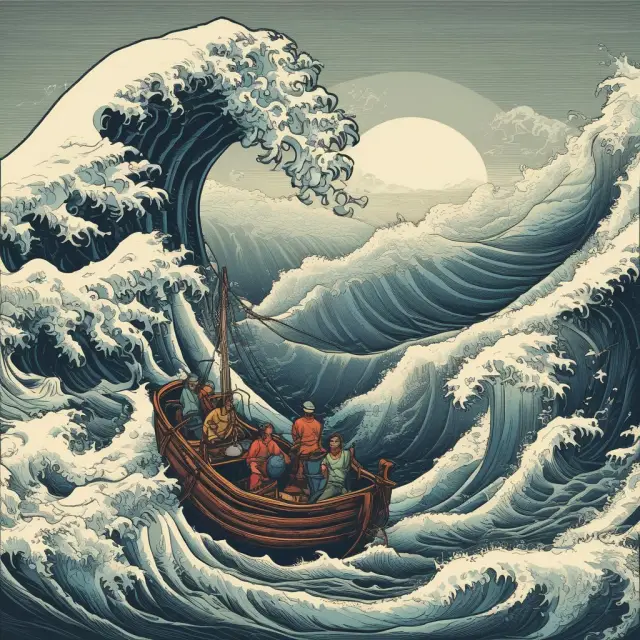 Skilled investor sailing above S&P 500 wave crests, representing alpha and outperformance