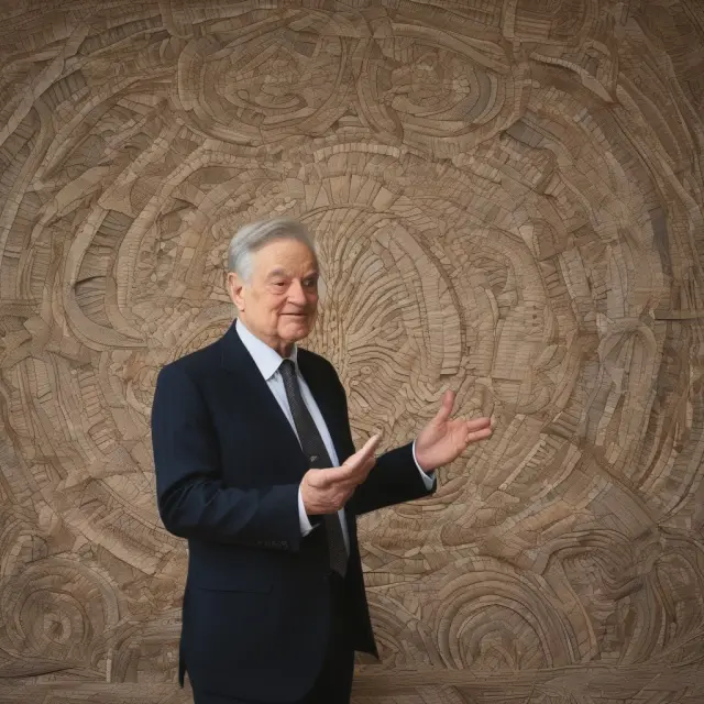An image of George Soros pulling at threads from a delicate European Exchange Rate Mechanism tapestry, symbolizing his role in its collapse.