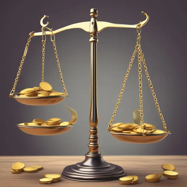 Golden balance scales illustrate the delicate tension between free markets and exchange controls. Coins represent investment, trade, and economic stability.