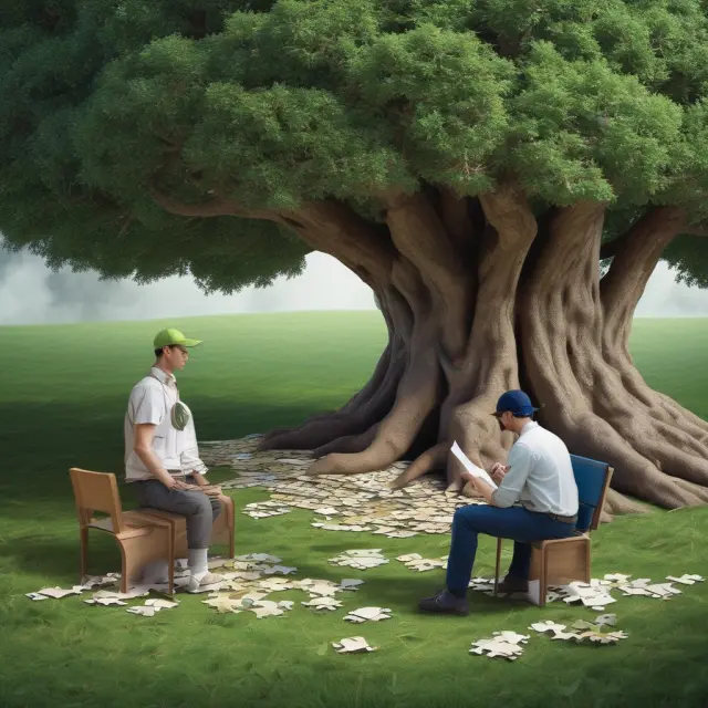 Farmer engaging in private negotiations for EFP under the confidentiality tree, representing the discreet nature of these transactions between commercial entities.