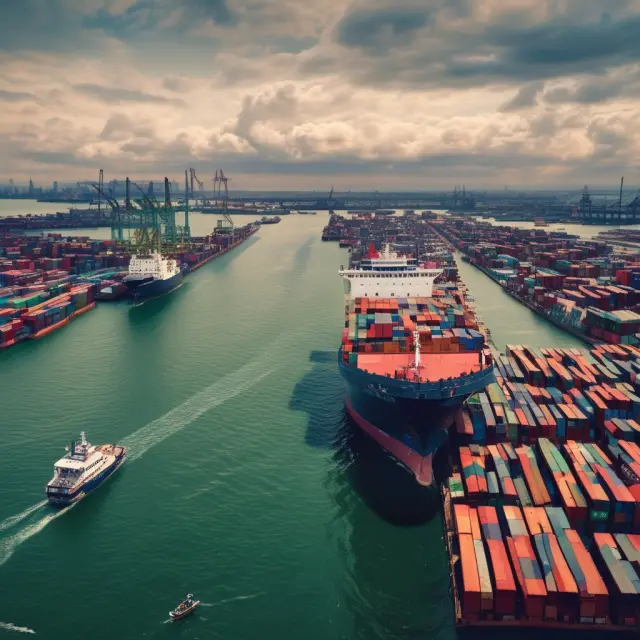 Commercial vessel negotiating EFP transaction at the harbor, enhancing commodity trading efficiency and risk management.