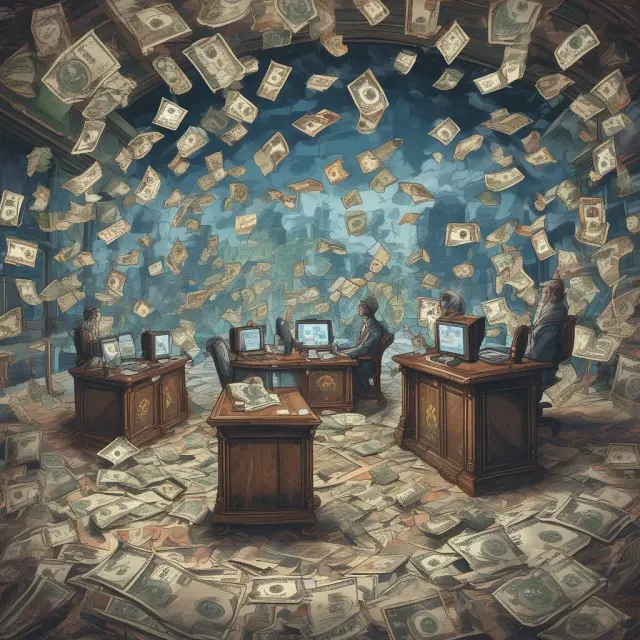 Currencies represented as ocean waves collide on a global trading floor, symbolizing the impact of exchange rates on businesses