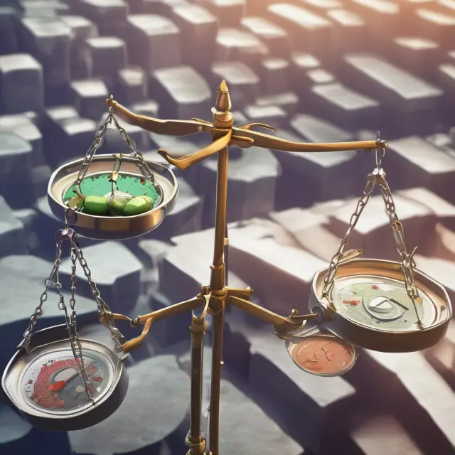 Two sets of scales balanced with interlocking company logos illustrating exchange offers and ratios