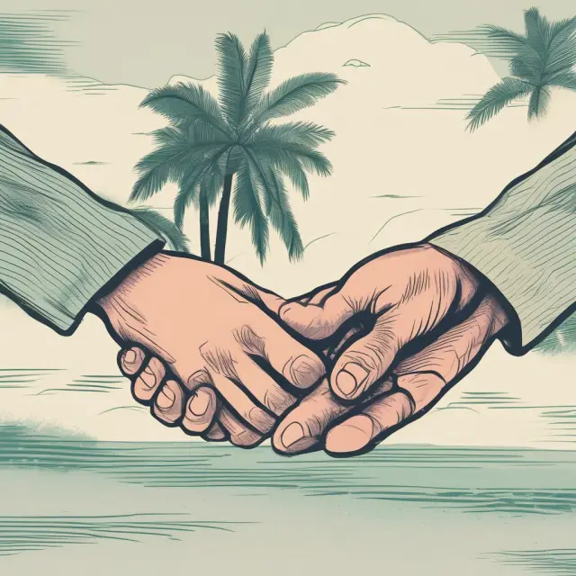 An illustration of a balanced bid-ask spread for exchange-traded options, showing intertwined hands representing the buyer and seller with narrow and wider prices.