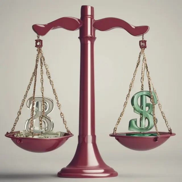 Image of two scales in balance: one labeled 