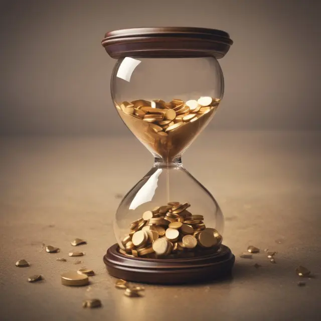 Golden hourglass illustrating the disadvantage of exempt employment: lack of overtime pay and potential for extended hours