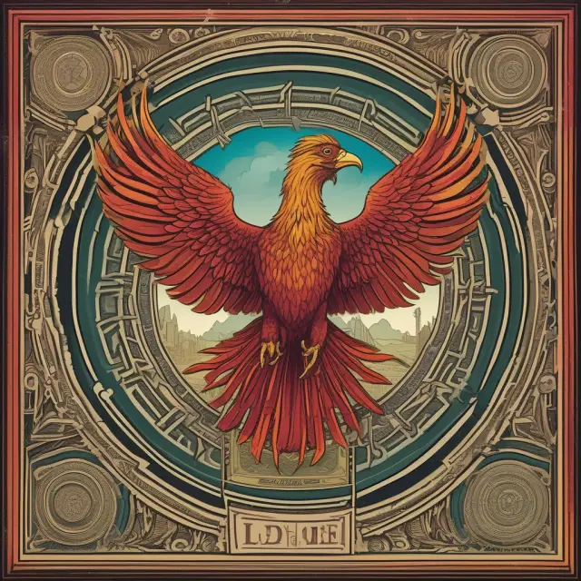 A phoenix, symbolizing federal income tax exemption, rises above a maze of municipal bonds while AMT keeps a watchful eye