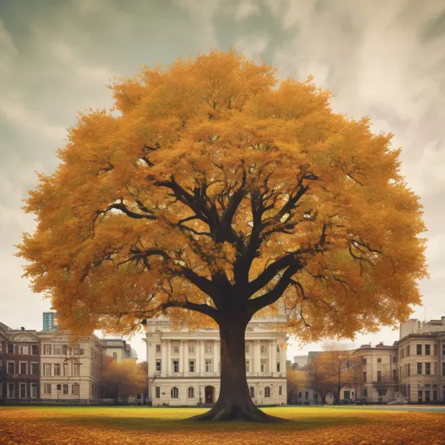 A lush tree with golden leaves symbolizes municipal bonds and their tax-exempt dividends. Sheltering investors from federal income taxes.