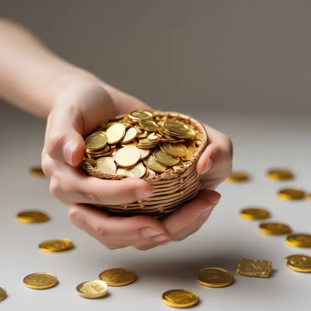 A person generously giving away gold coins up to the annual exclusion limit into a basket