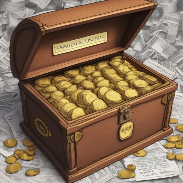 An image of a treasure chest filled with gold coins representing municipal bonds, with tax forms and calculators nearby, illustrating the tax-exempt income advantage.