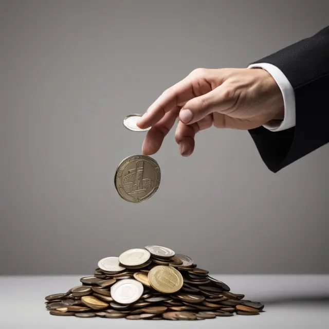 A giant hand releasing coins representing taxes into a pile, highlighting the concept of requesting an exemption from federal income tax withholding.