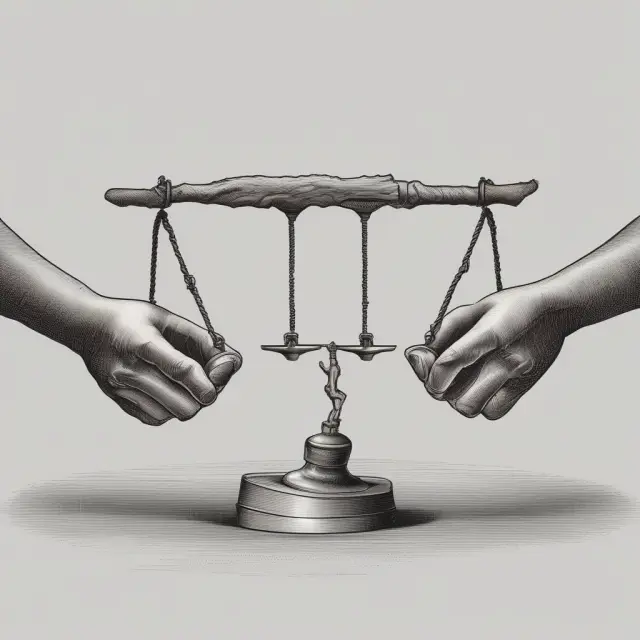 A hand extending call options over a seesaw with another hand presenting put options, symbolizing market volatility and investor choice.