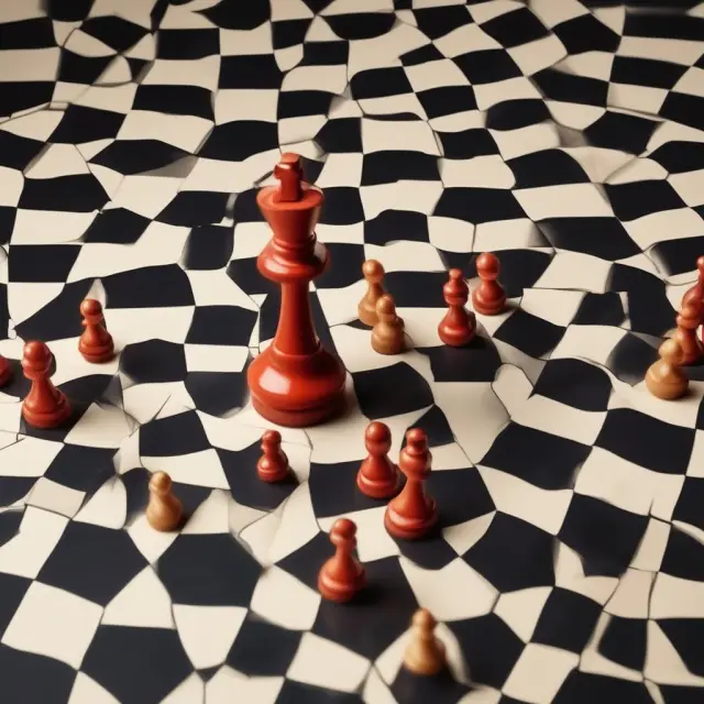 A ballet of call and put options playing out on a chessboard-like grid, representing various exercise/strike prices