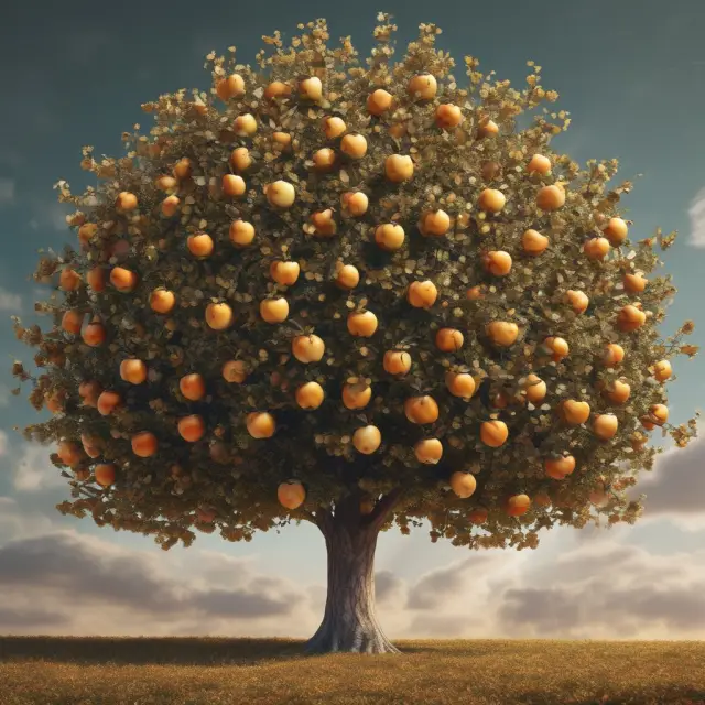 Golden apples with silicon chips represent technological factors driving exogenous economic growth