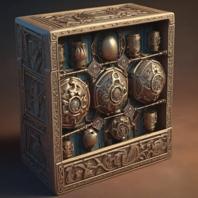 A visually engaging image featuring an intricately designed box containing diverse exotic options including chooser, compound, barrier, binary, and Bermuda.