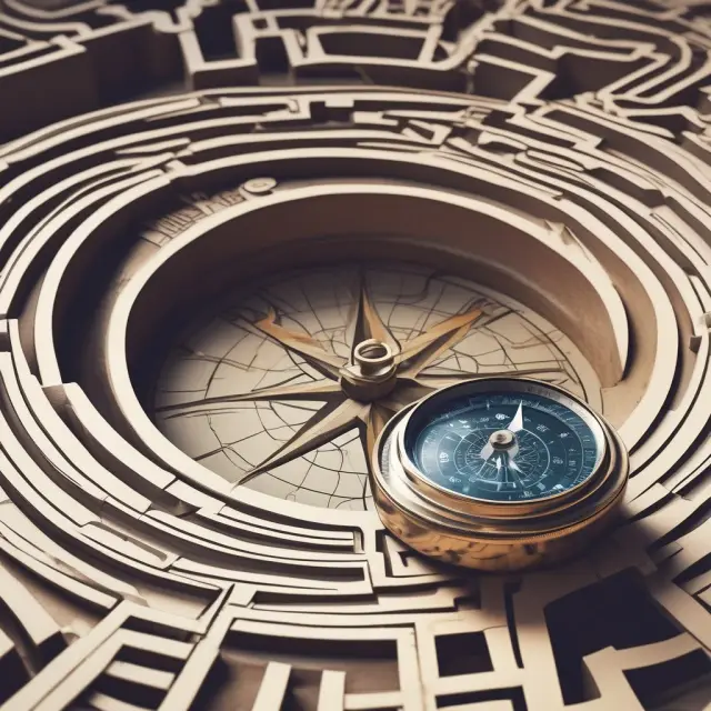 A compass symbolizing guidance on expatriation tax implications, with a person embarking on a journey towards new beginnings
