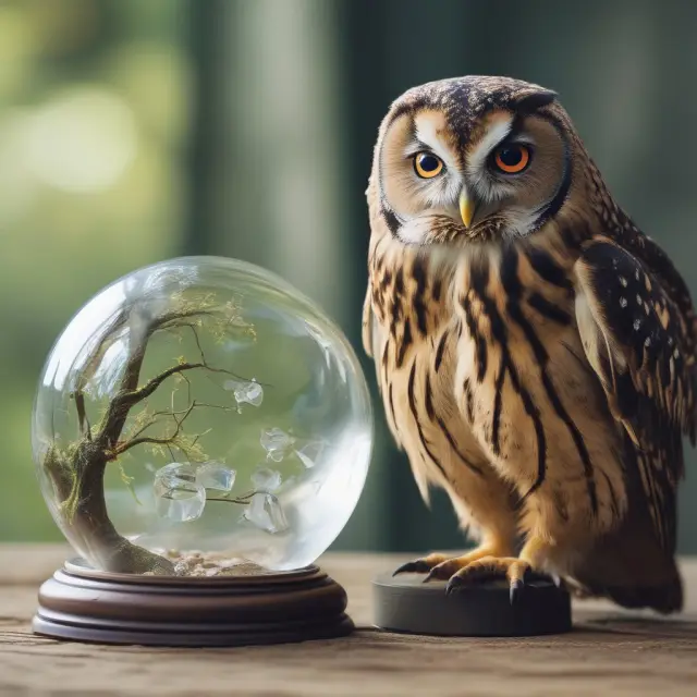 Owl studying historical yields in crystal ball, representing expectations theory and future interest rate predictions