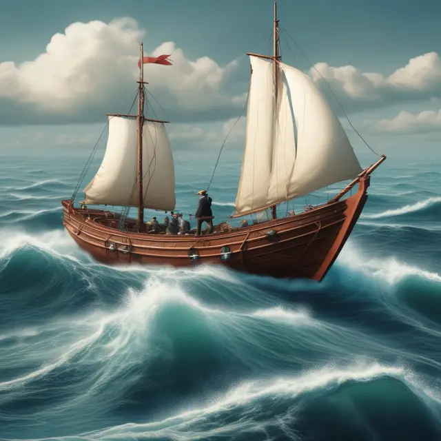 An investor sailing through a tranquil sea surrounded by various bonds and utilizing the Expectations Theory to forecast future interest rates