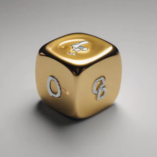 Golden die symbolizing expected value, showing each number